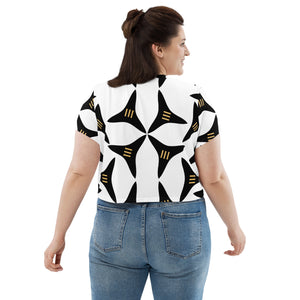 All-Over Print Crop Tee | The 3 Splitter Textile - Weshalo World 