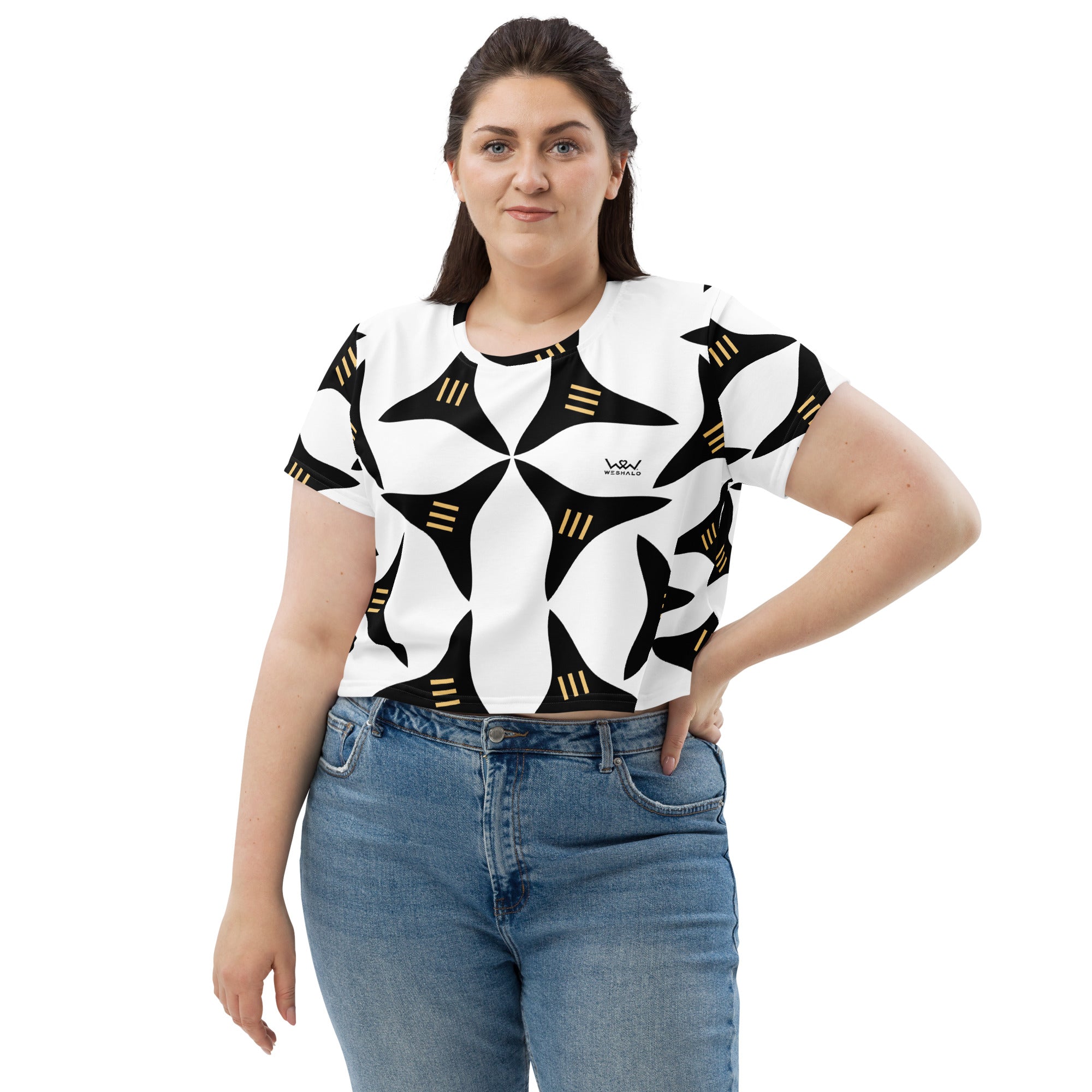 All-Over Print Crop Tee | The 3 Splitter Textile - Weshalo World 