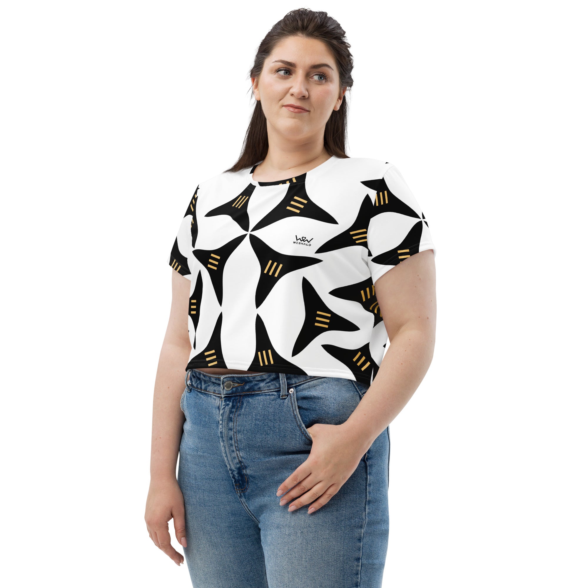 All-Over Print Crop Tee | The 3 Splitter Textile - Weshalo World 