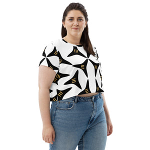 All-Over Print Crop Tee | The 3 Splitter Textile - Weshalo World 