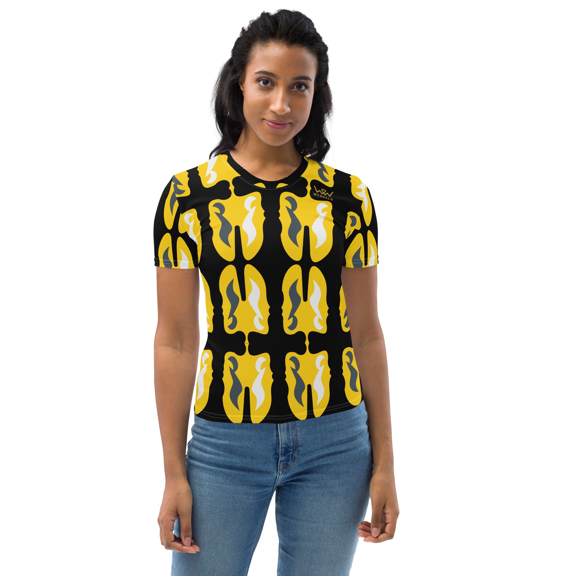 Women's T-shirt | TheMusic Face Note Textile - Weshalo World 