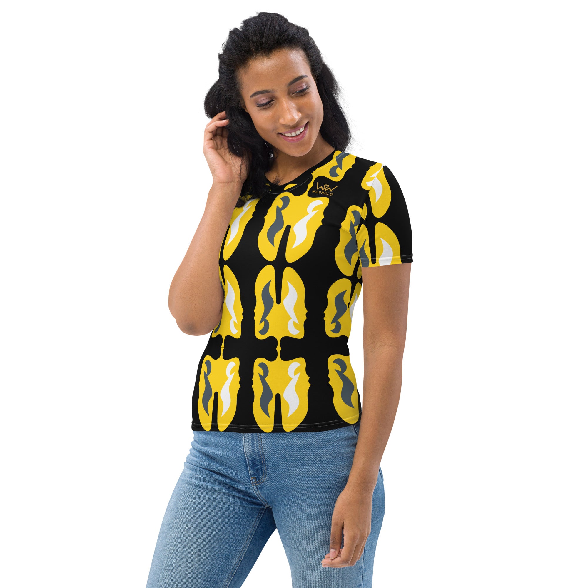 Women's T-shirt | TheMusic Face Note Textile - Weshalo World 